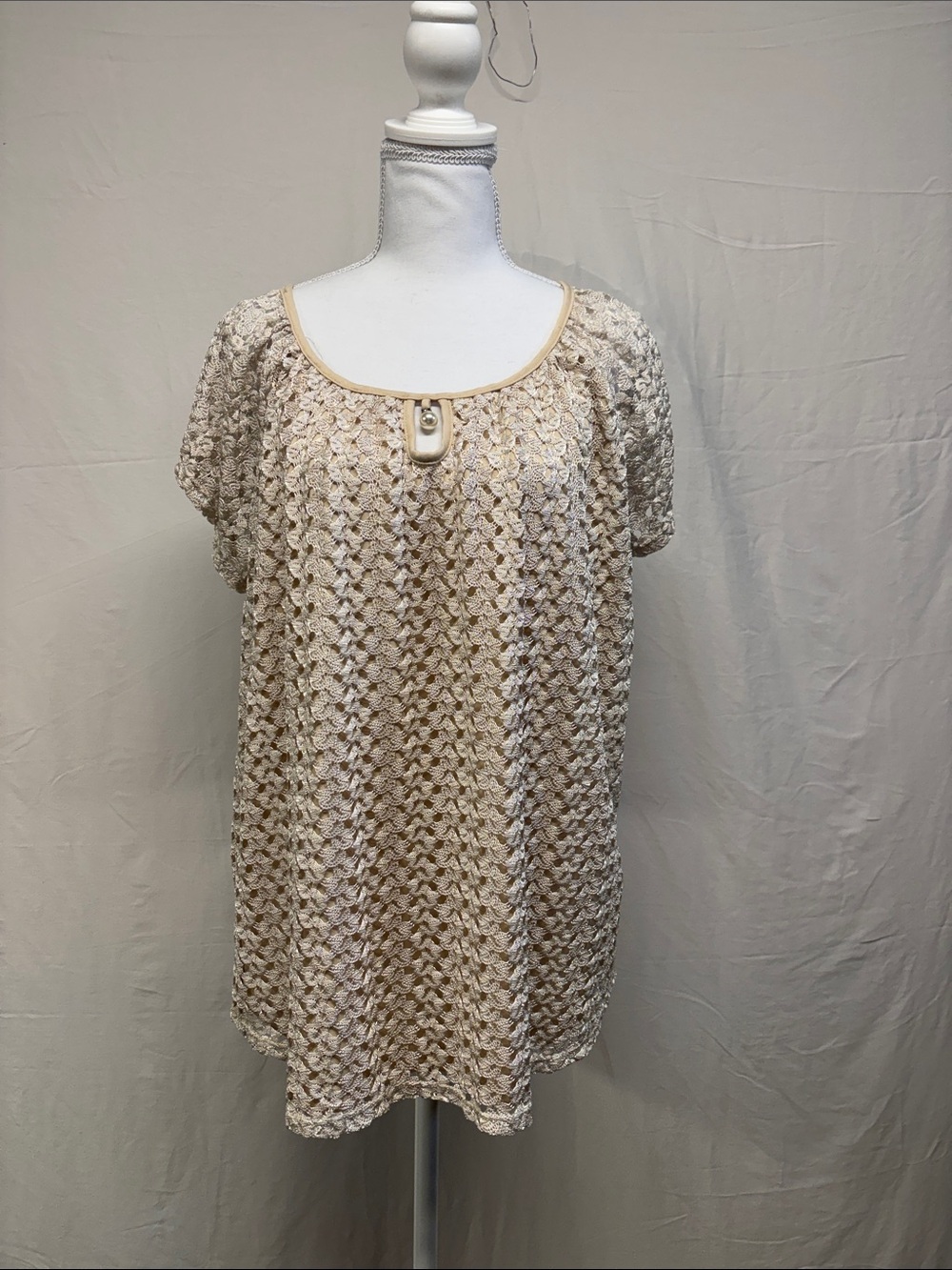 Brody Myles Beige Crochet Blouse